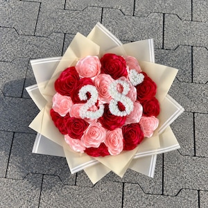 Bouquet di Rose in Raso Personalizzato con Numero