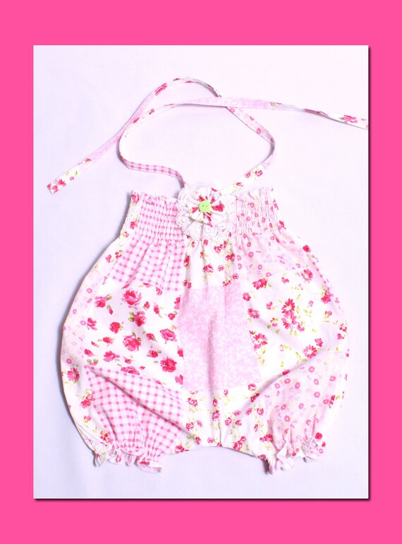 Items similar to Pink Floral Baby Girl Infant Bubble Romper Doll