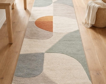 Tappeto da corridoio geometrico moderno di metà secolo / Tappeto da ingresso minimalista astratto boho