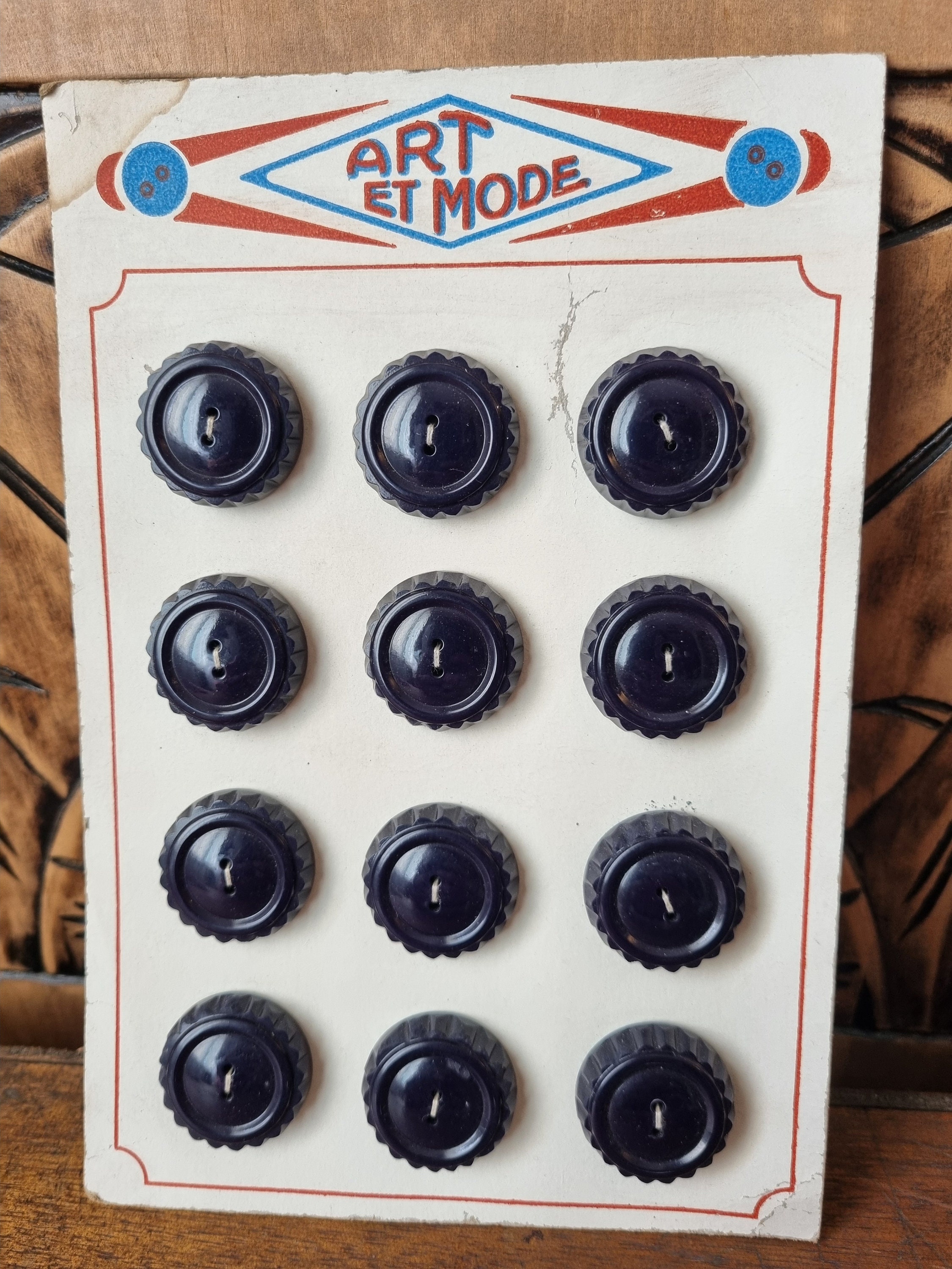Lot De 3 Cartes De Boutons Anciens Années 70 - Mercerie Vintage, Très Bon état
