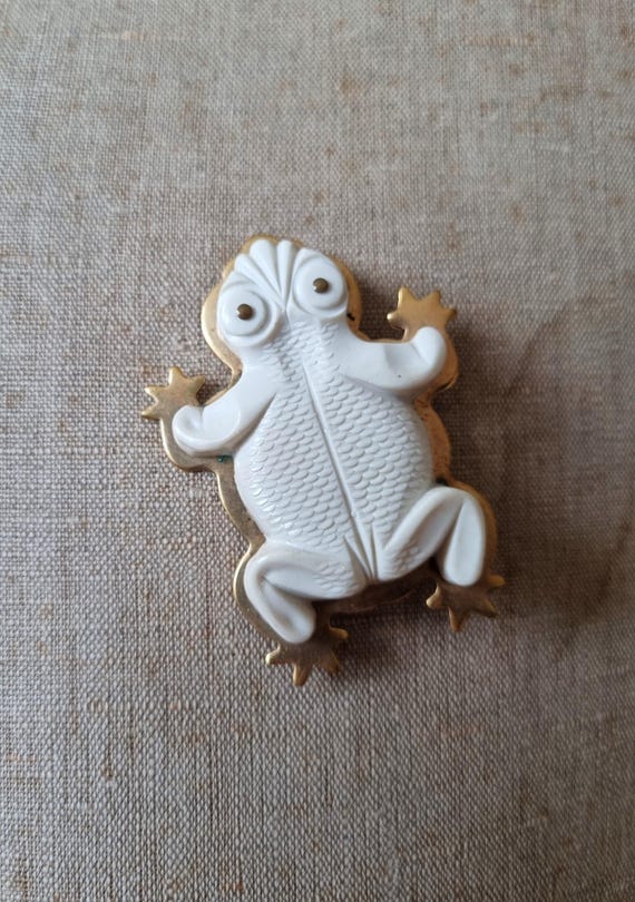 Broche Ancienne En Bakélite Et Métal Doré - Bijou Vintage Occasion, Style Rétro - État à Vérifier