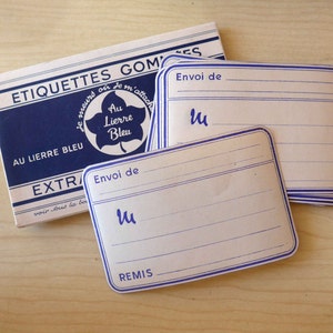 Papeterie Ancienne - Jolies Étiquettes Années 1950s 1960s dans leur Boîte d'Origine, Stock Français