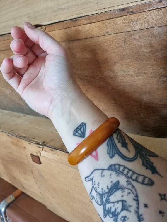 Magnifique Bracelet French Bakélite, Couleur Caramel View 3