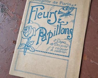 Papeterie Ancienne - RARE Petit Calepin de Coloriages pour Enfants, Stock Français Circa Années 1910s 1920s