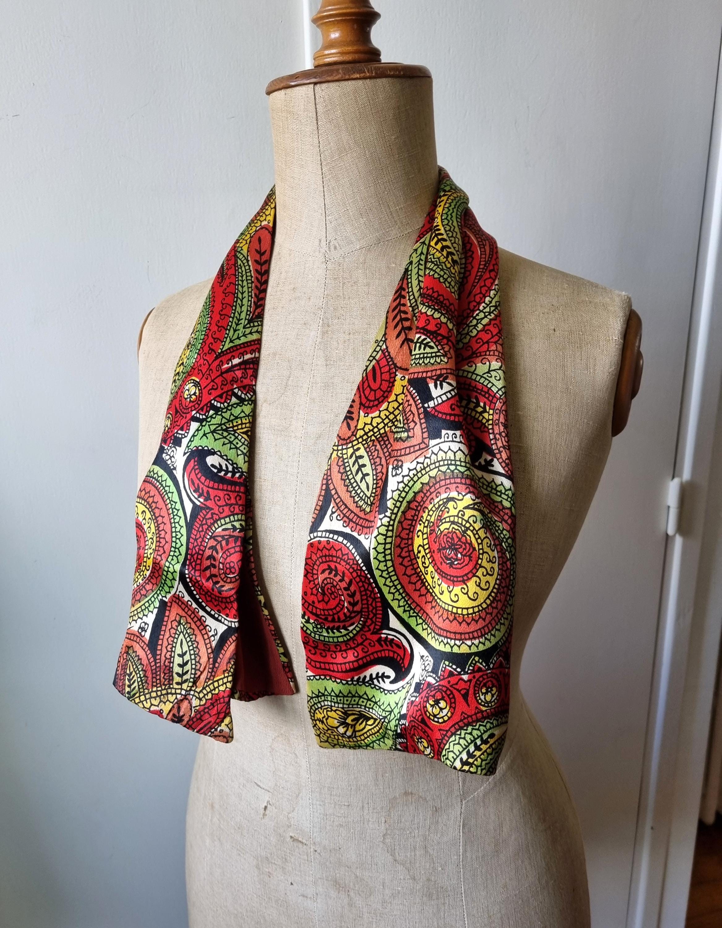 Foulard 100% Soie 180x90 Cm - Motif Pois Multicolore - Neuf Avec étiquettes - Élégant