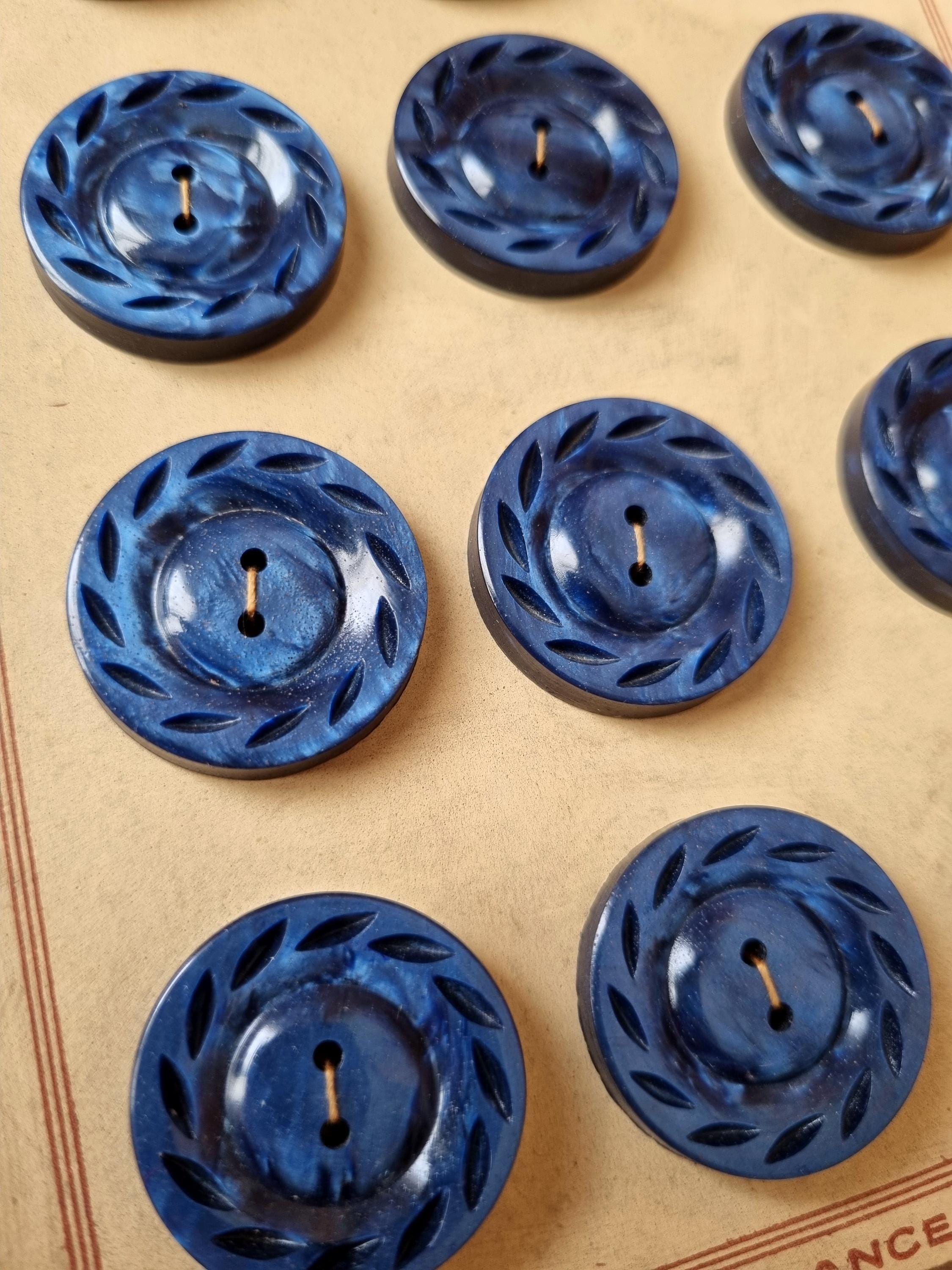 Bouton Vintage Bleu - Mercerie Ancienne - Réf. 2826 - Occasion