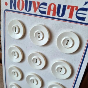 Mercerie Ancienne - Beaux Boutons Années 1940s en Polymère Crème, Stock Français