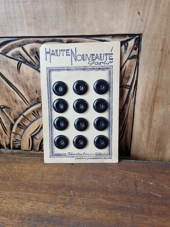 Boutons Noirs Anciens Mercerie Vintage - Lot De 3 - Occasion