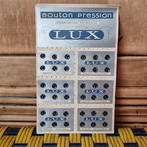Mercerie Ancienne - Boutons Pression „LUX“ Sur Carte, Années 1930er 1940er Jahre, Stock Français - Noir