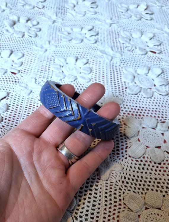 Très Joli Bracelet Années 1940s en Bois Peint, Bl… - image 6