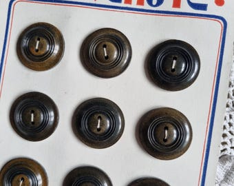 Mercerie Ancienne - Jolis Boutons Années 1940s en Bois Vernis, Modèle Moyen, Stock Français