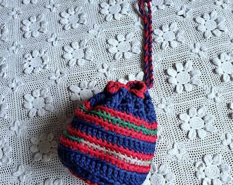 Ravissant Petit Sac à Main en Tissu Jersey Tressé, Vers les Années 1950s, Vintage Français - Pin-Up Rockabilly