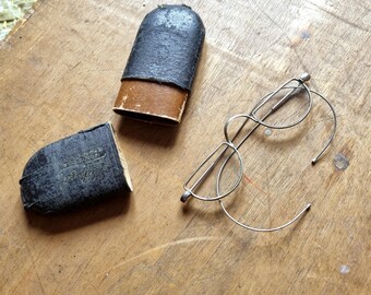RARES Lunettes Demi-Lunes Anciennes Début XXe, Métal Argenté, Boîte Incluse