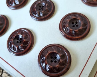 Bouton Ancien En Bois Pour Mercerie Et Couture - Motif Décoratif 1,4 Cm - Lot De 1 à 10 Pièces