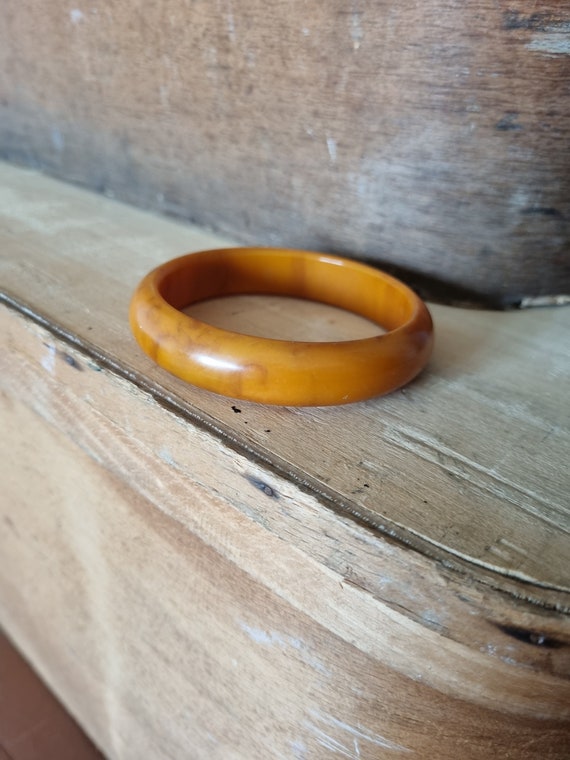 Magnifique Bracelet French Bakélite, Couleur Caramel