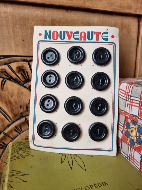 3 Boutons Noirs Anciens Mercerie Vintage - Sans Marque, Décoration Vêtement, Occasion