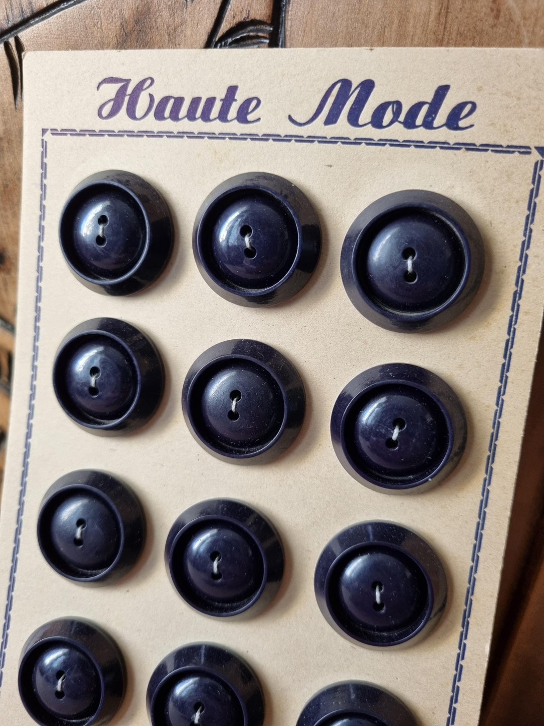 Bouton Ancien Mercerie Bleu Et Or - Lot Vintage Pour Couture Ou Création