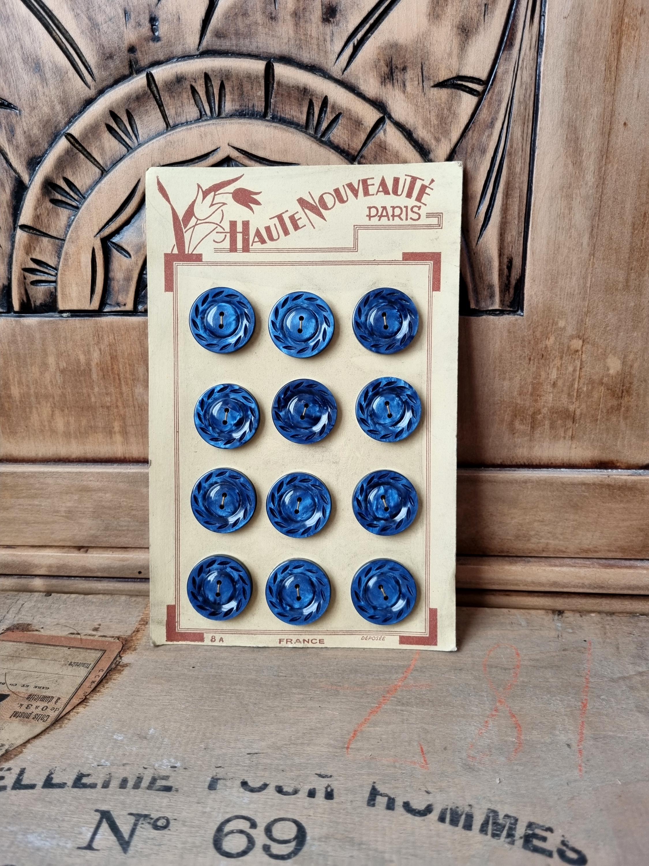 Bouton Vintage Bleu - Mercerie Ancienne - Réf. 2826 - Occasion