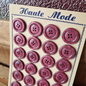 Mercerie Ancienne - Magnifiques Boutons Années 1940s en Polymère Marbré Vieux Rose  sur Carte d'origine, Stock Français