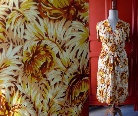 Absolutely Fabulous Vintage 1940's Jersey Dress, w