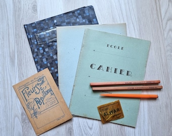 Idée Cadeau ! Joli LOT de Papeterie Ancienne, Stock Français, Fournitures d'école Vintage