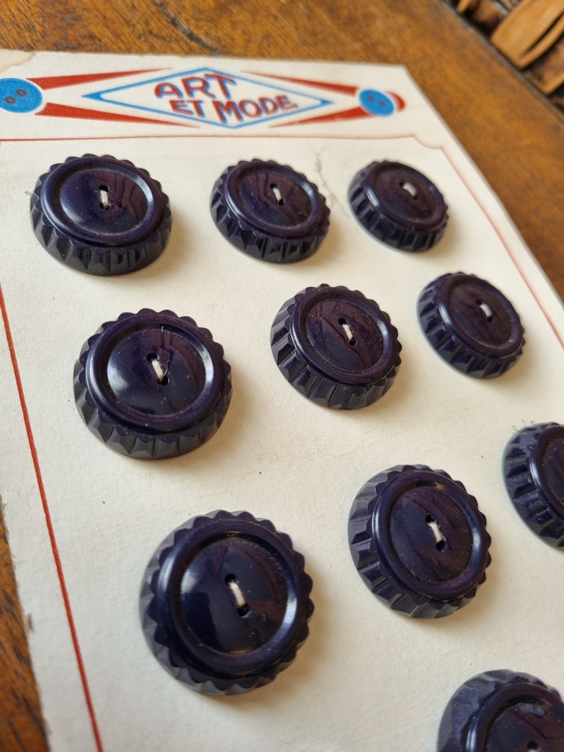 Bouton Ancien En Galalithe Bleu - Mercerie Vintage - Lot De 1 à 10 Pièces - Occasion