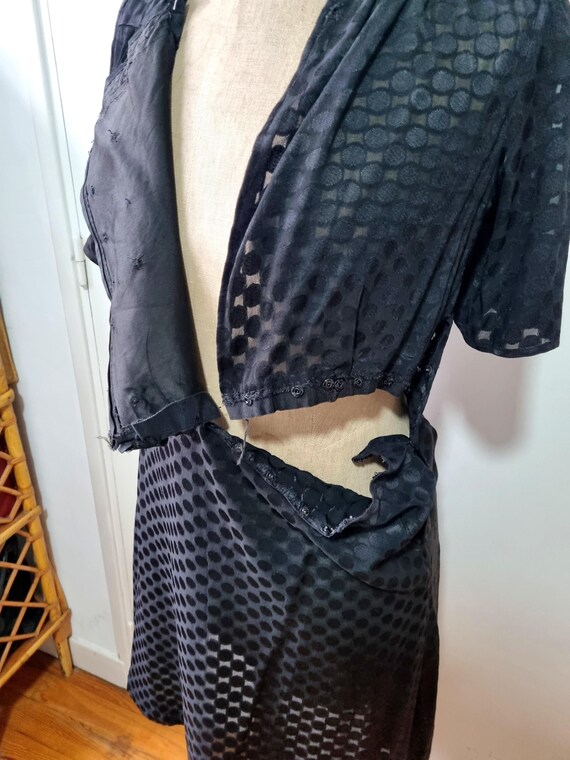 Robe Vintage Des Années 1930 - Taille S Noir - Style Robe Chemisier - Occasion Très Bon état