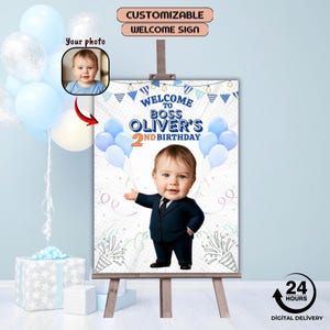 Custom Baby Boss Birthday Welcome Sign,1st birthday baby boss sign, Photo Integration (Digital Download)
