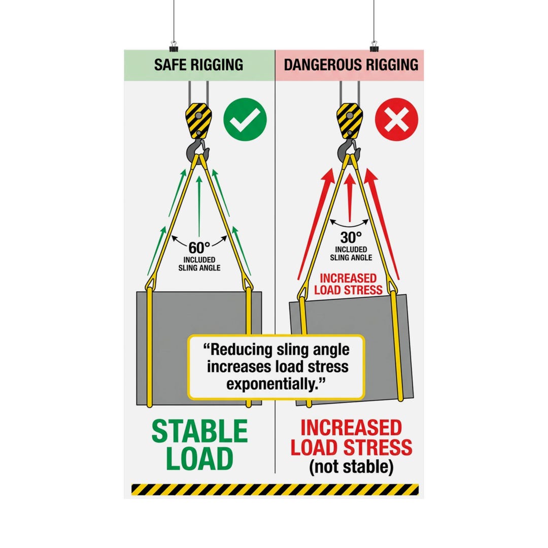 Each Rigging Deiffent Load Rigging Safety Diagram Matte Vertical Poster | Stable Load Vs Increased ...