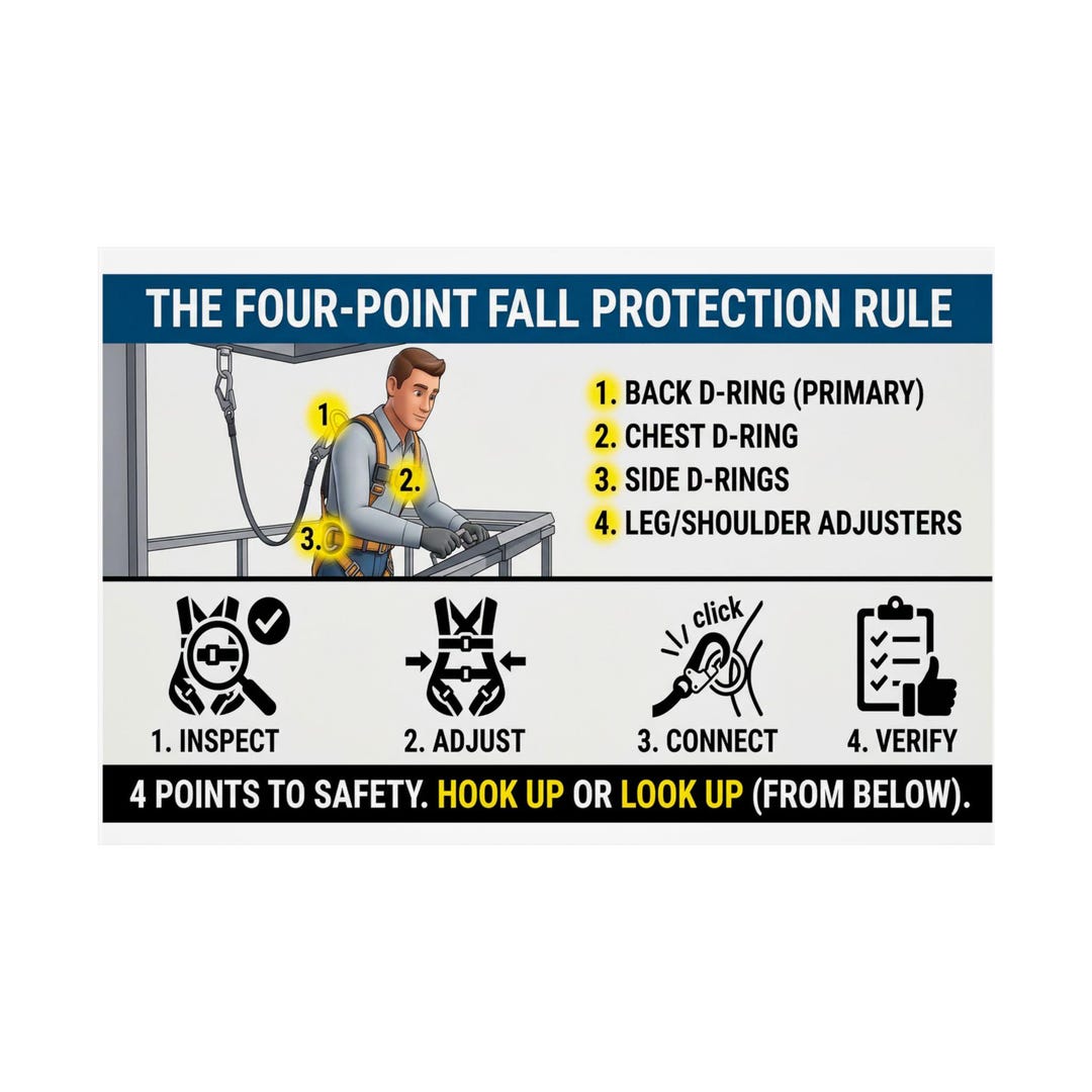 Four-point Fall Protection Rule Matte Poster | Safety Instruction ...