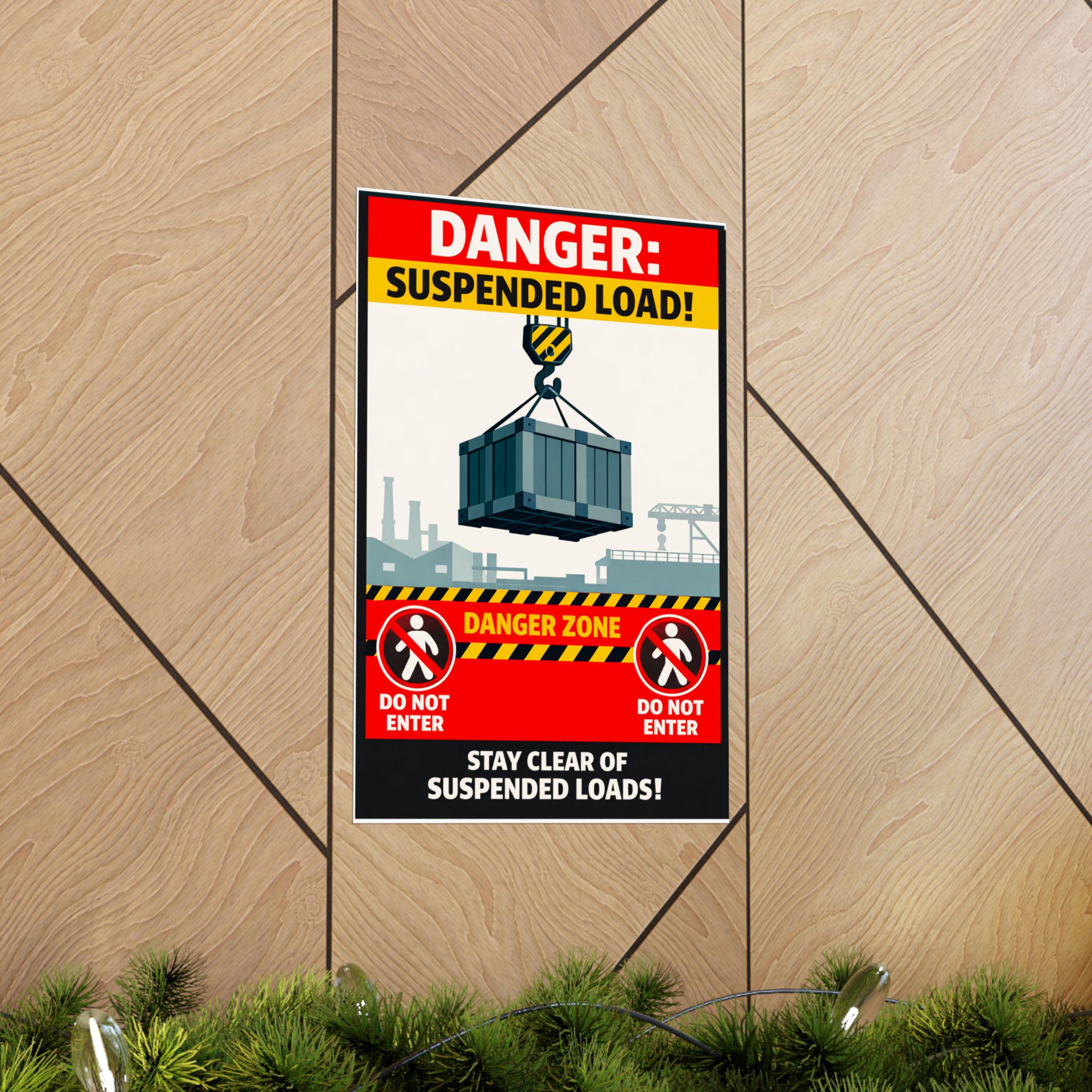 Danger Suspended Load Poster | Industrial Safety Matte Vertical Poster ...