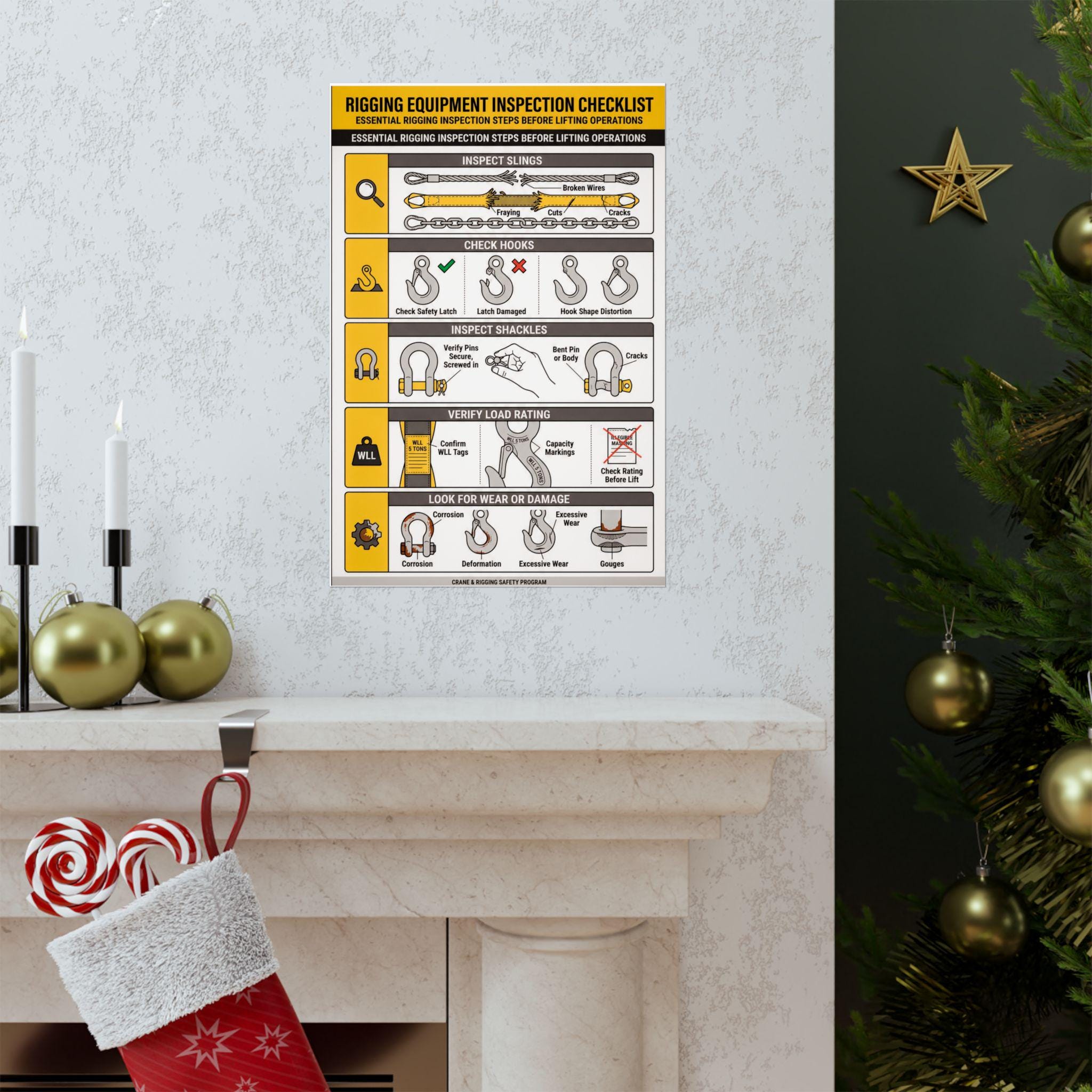 Daily Rigging Inspection Checklist Rigging Equipment Inspection Checklist Poster | Crane Lifting Safety ...