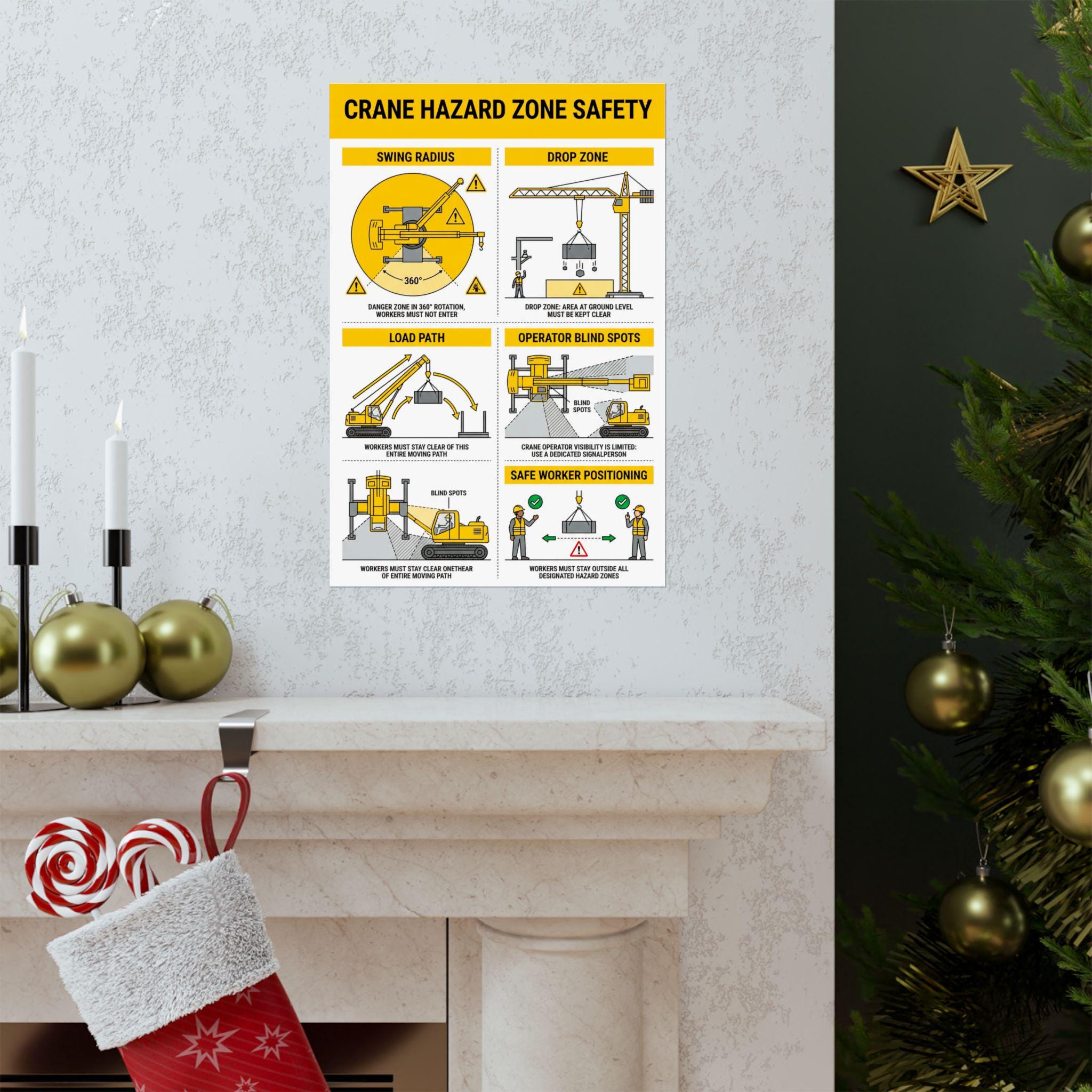 Crane Hazard Zone Safety Poster | Swing Radius, Drop Zone, Load Path ...