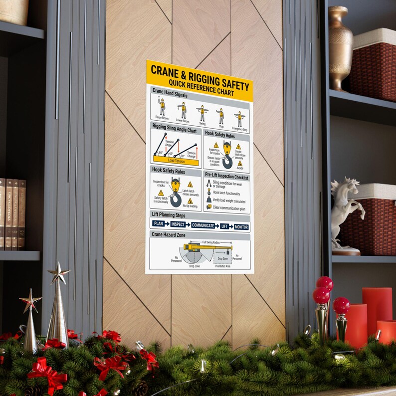 Crane Rigging Safety Chart | Hand Signals, Sling Angles, Lift Planning ...