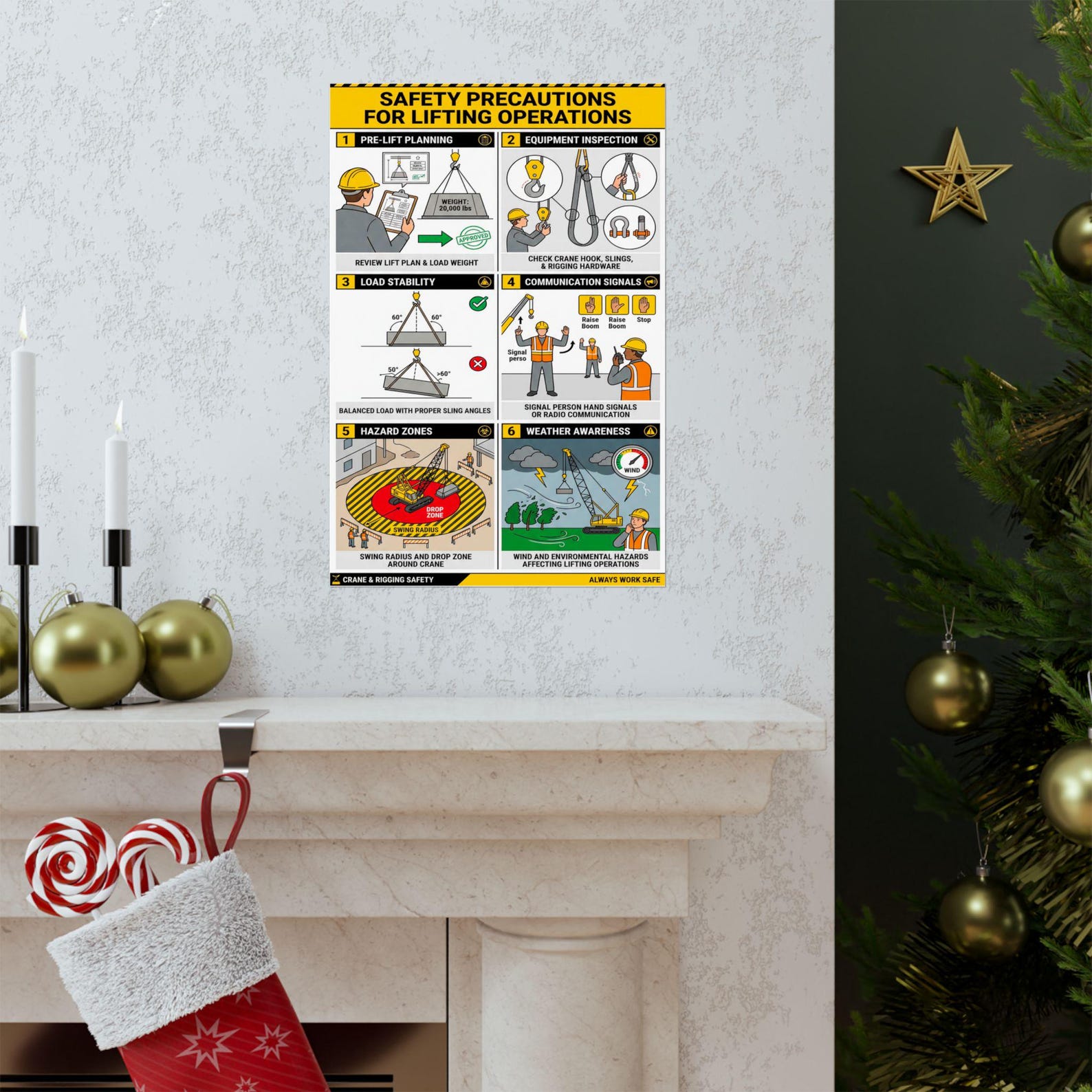 Lifting Operations Safety Poster Matte Vertical Posters | Crane Rigging ...