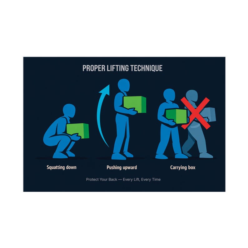 Proper Lifting Technique Poster Satin Poster | Ergonomics Safety Wall ...