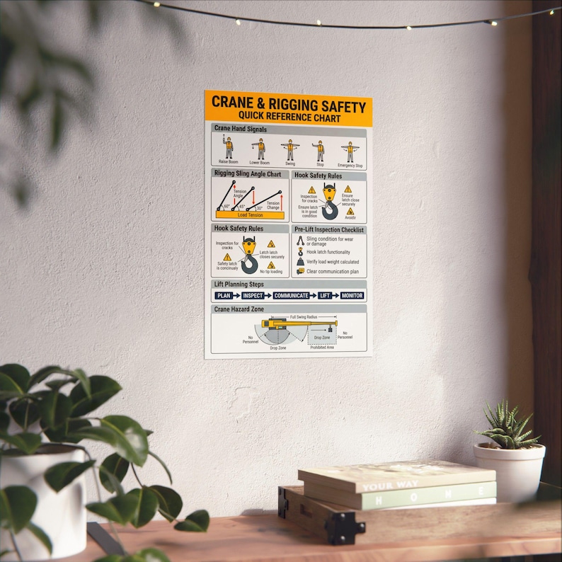 Worksafe Rigging Chart Crane Rigging Safety Chart | Hand Signals, Sling Angles, Lift Planning ...