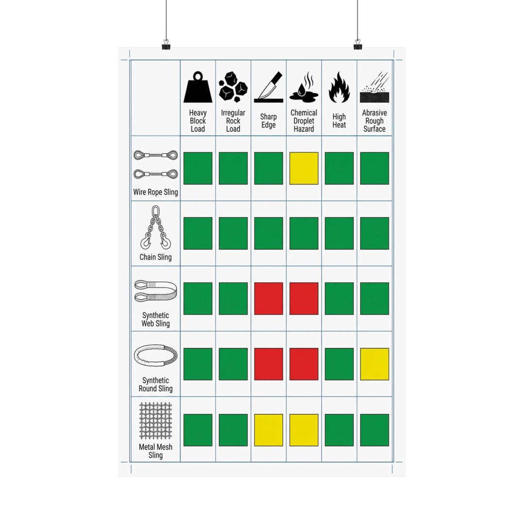 Colour Code Lifting System Lifting Sling Inspection Chart Poster Matte Vertical Poster | Safety ...