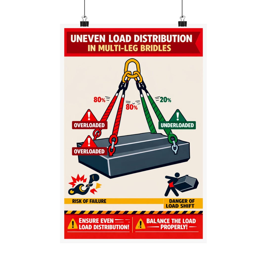 Distribution Reconductor Rigging Uneven Load Distribution Safety Poster Matte Vertical Poster | Lifting ...