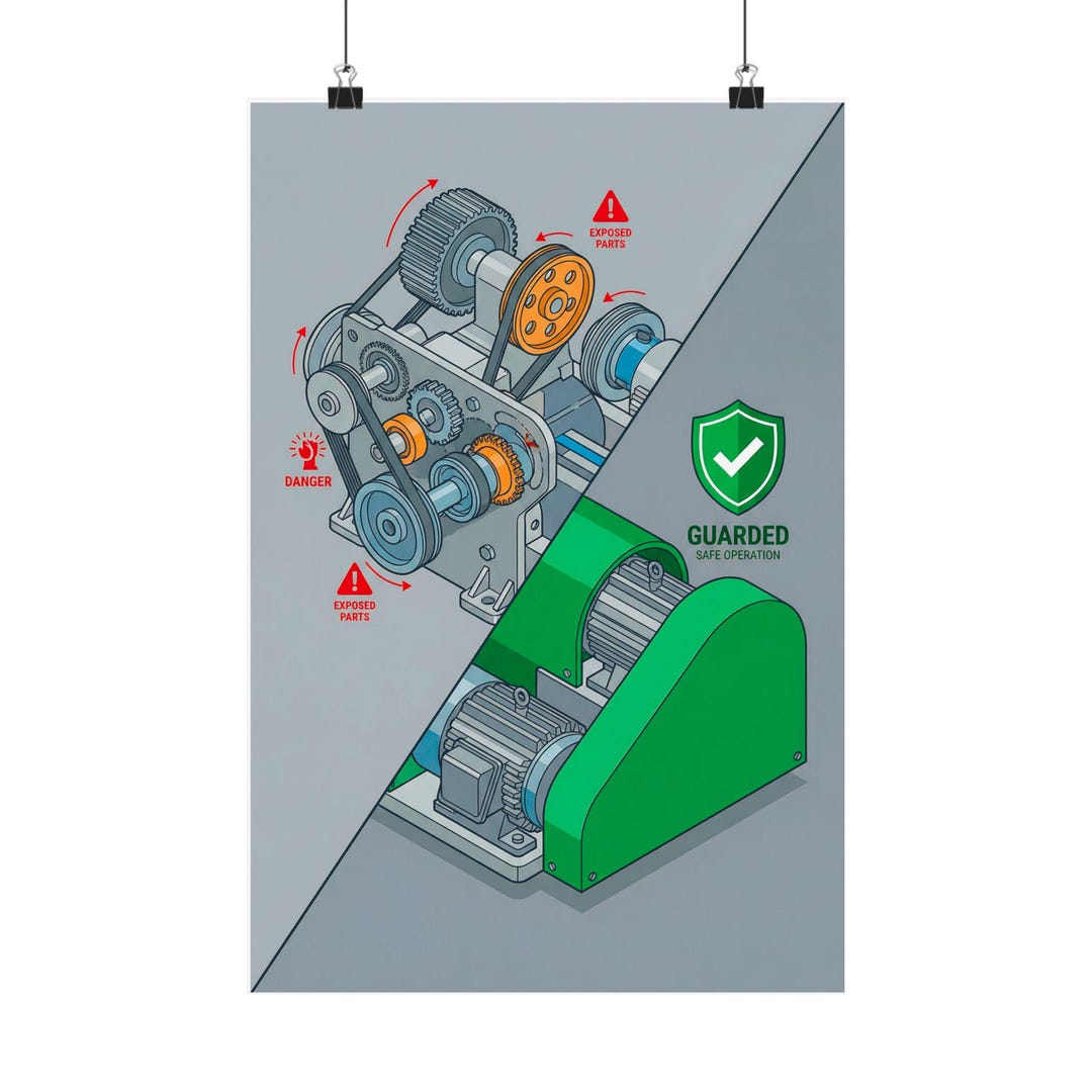 Machine Direction Poster Machinery Safety Diagram Poster Matte Vertical Poster | Industrial ...