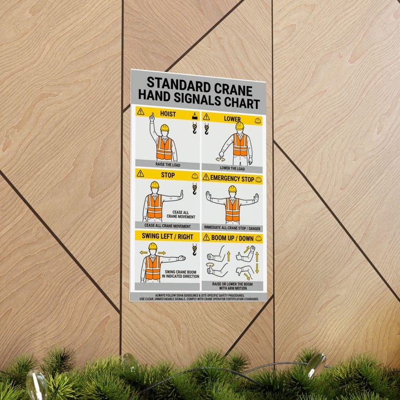 Crane Hand Signals Poster Matte Vertical Poster | Construction Safety ...