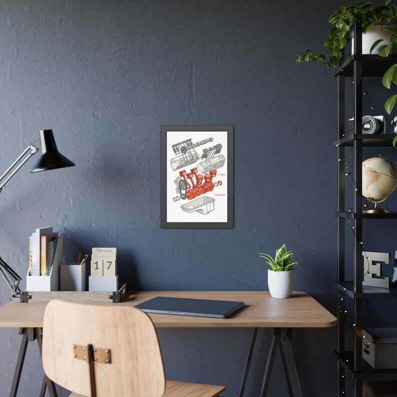 Exploded Engine Diagram Poster | Framed Paper Posters - Etsy