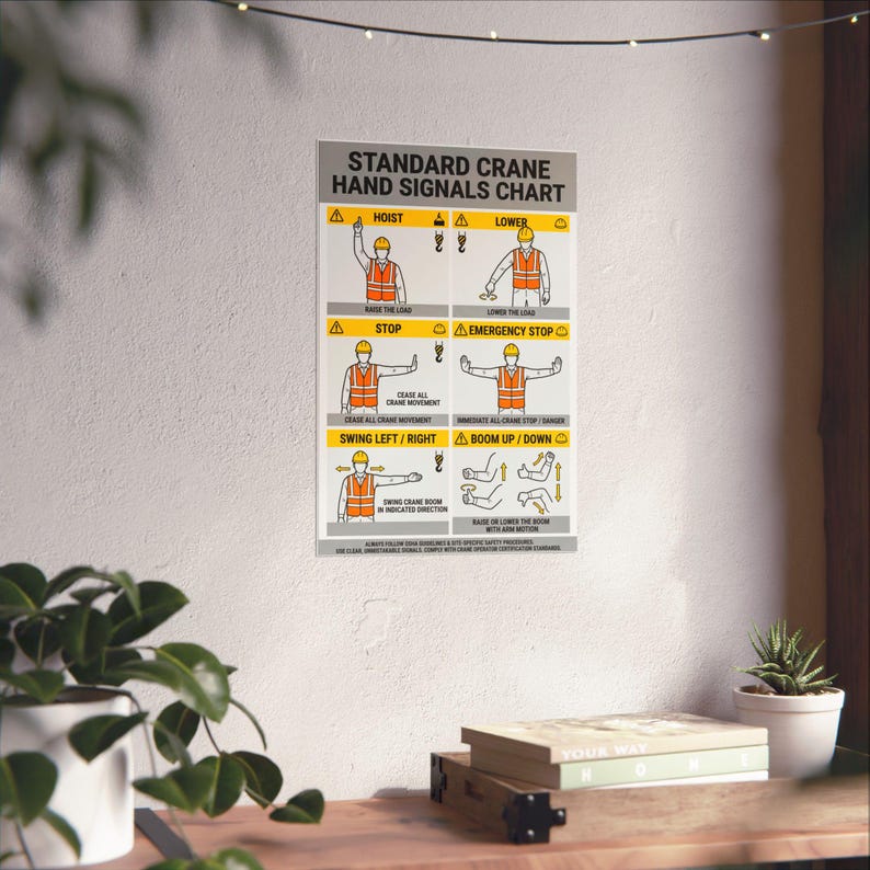 Crane Hand Signals Poster Matte Vertical Poster | Safety Instruction ...