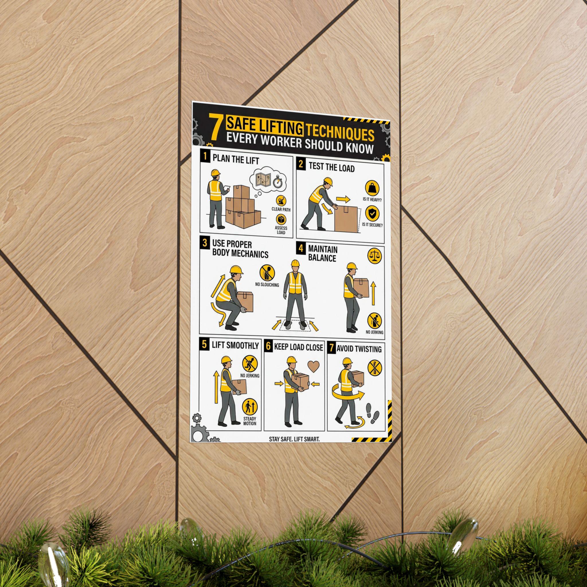 7 Safe Lifting Techniques Poster | Workplace Manual Handling Safety ...