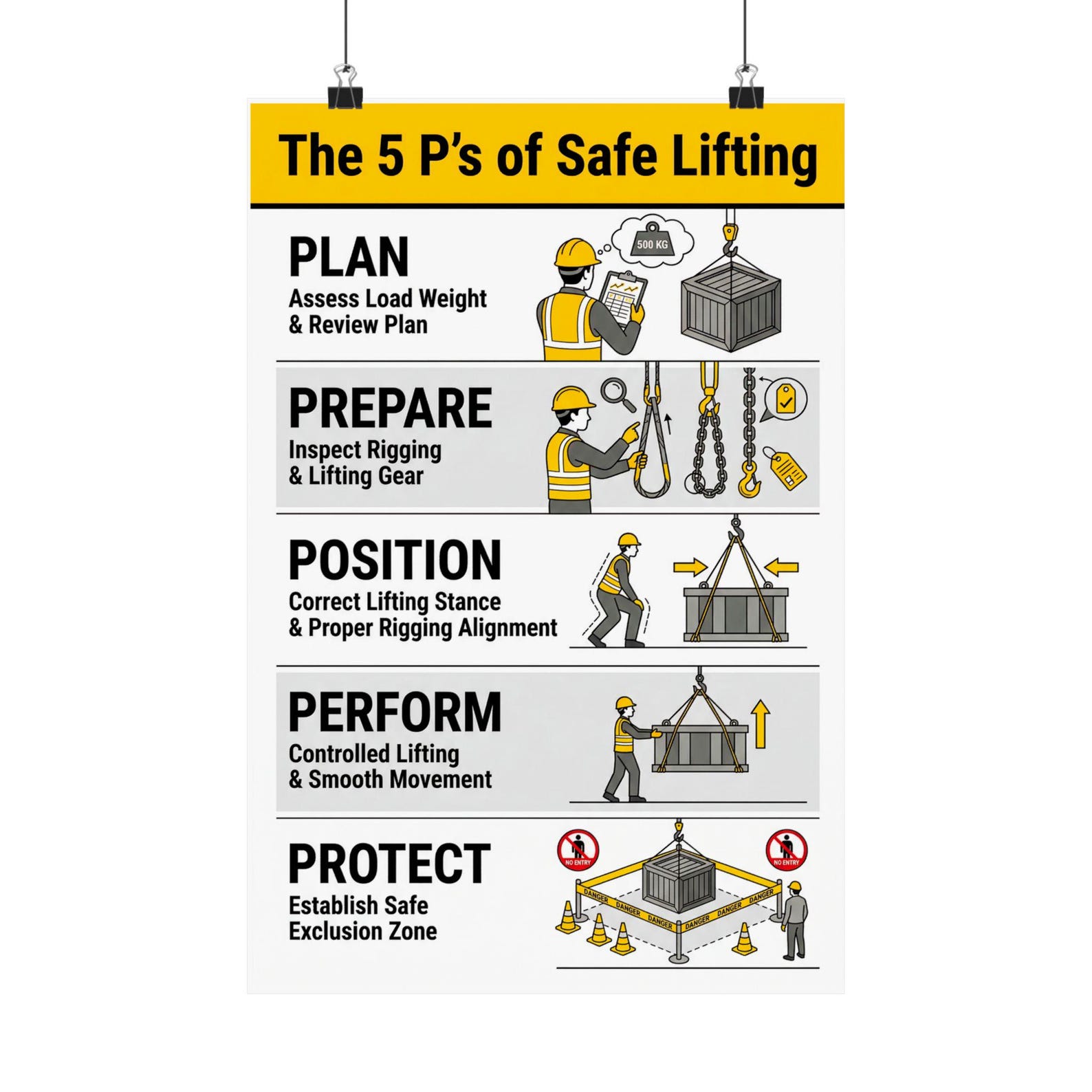 5 P's of Safe Lifting Matte Poster | Workplace Safety Instruction - Etsy