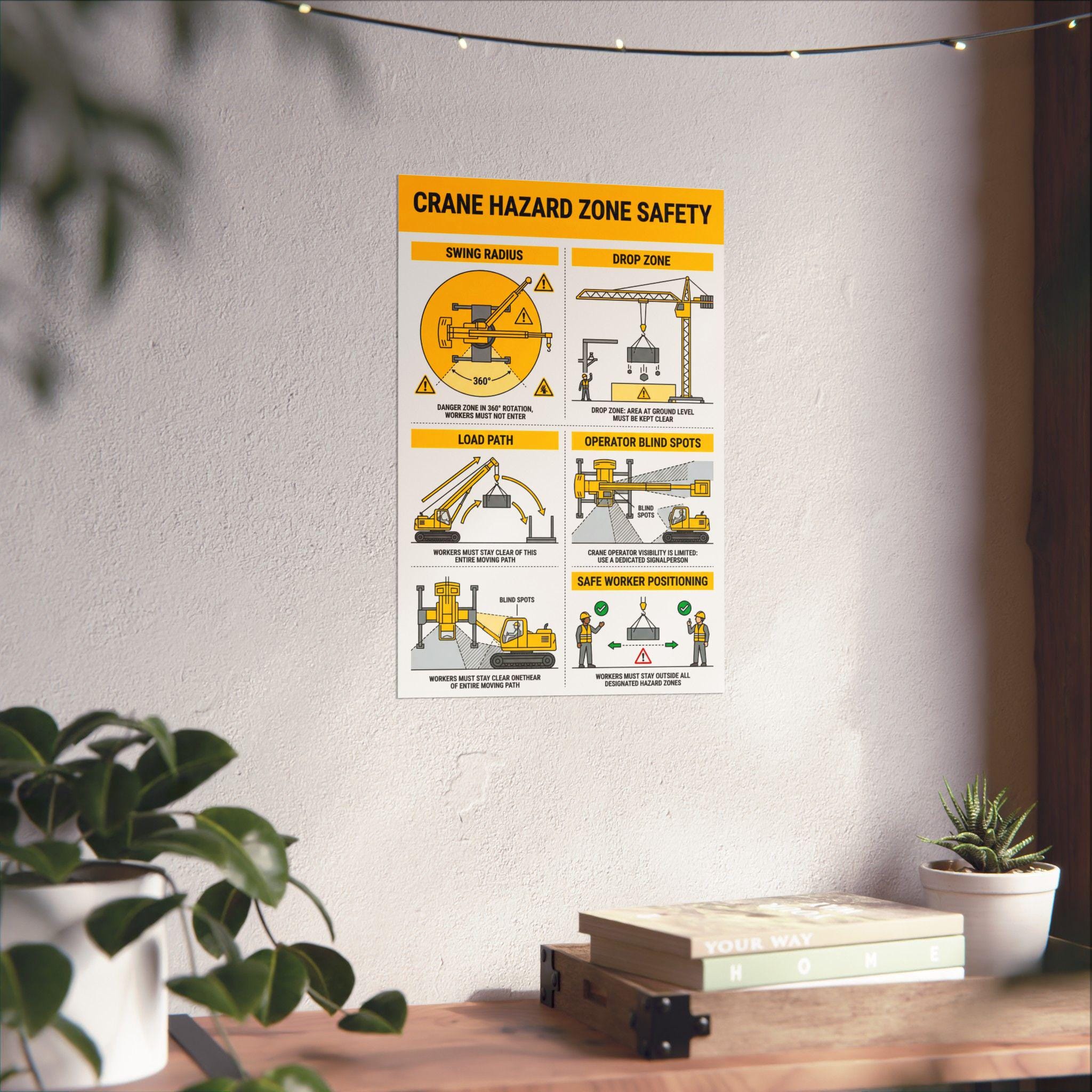 Crane Hazard Zone Safety Poster | Swing Radius, Drop Zone, Load Path ...