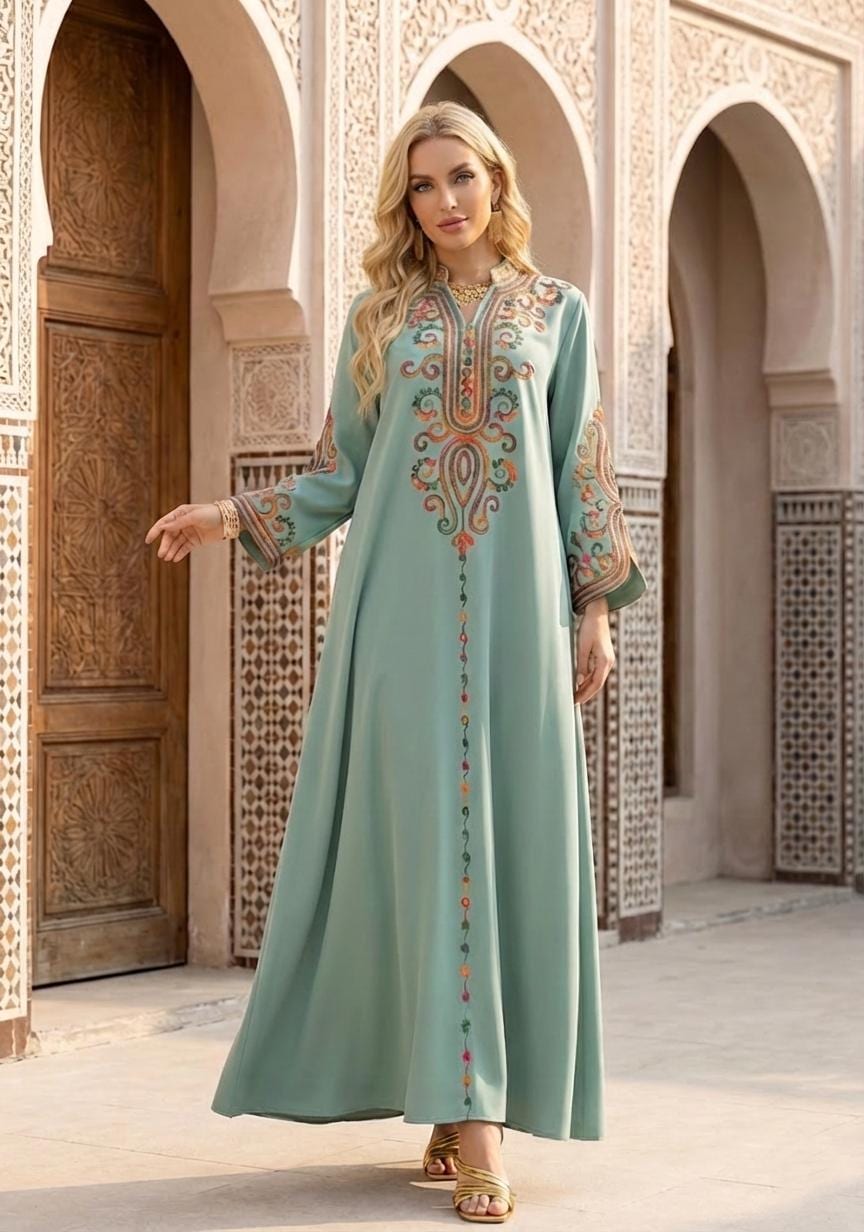 open lace back dress Undercover24 Red Printed Long Kaftan Dress main image 0