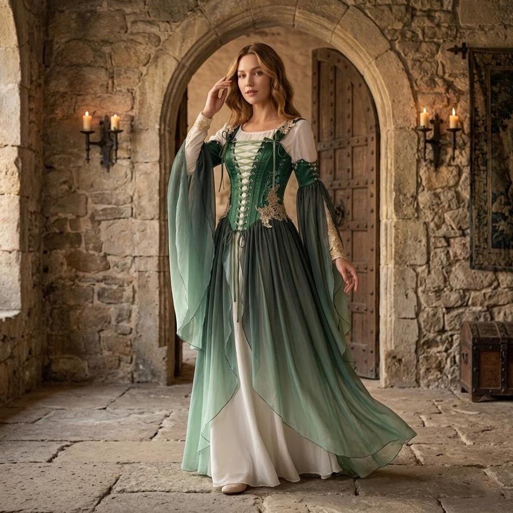 Green Fairycore Gown - Etsy