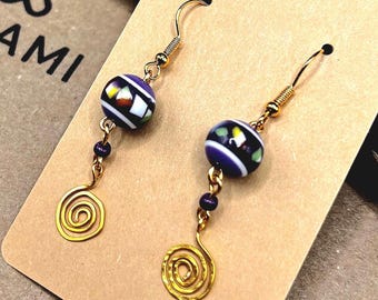 Gold plated glass bead earrings