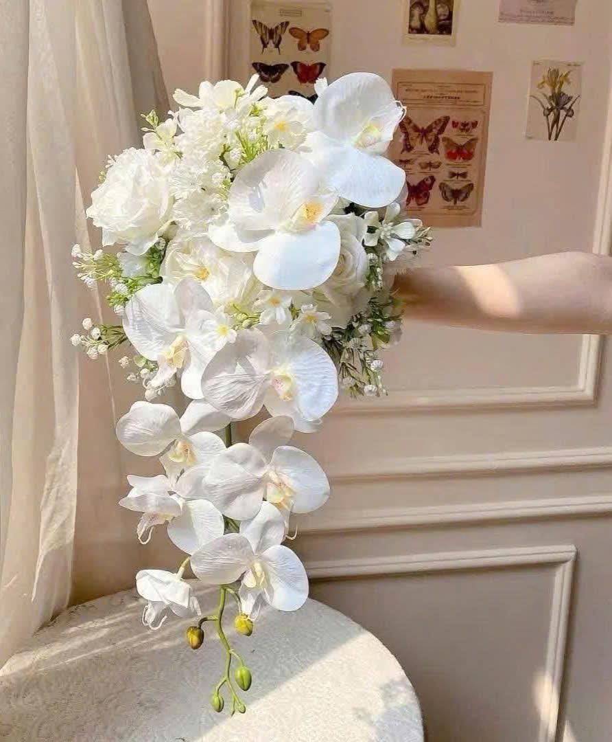 Cascading White Orchid Bridal Bouquet